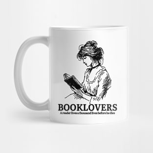 Booklovers, A reader lives a thousand lives before he dies. Motivational and Inspirational Quote. Vintage. Indie. Addicted to books. Addicted to reading Mug